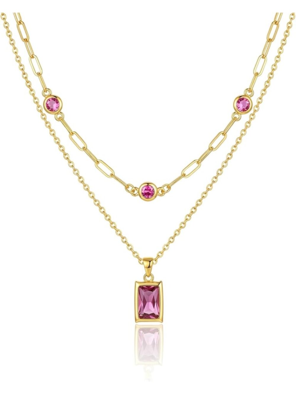 Dainty Gold Layered Necklace for Women - 14K Gold Plated Jewelry Accessory